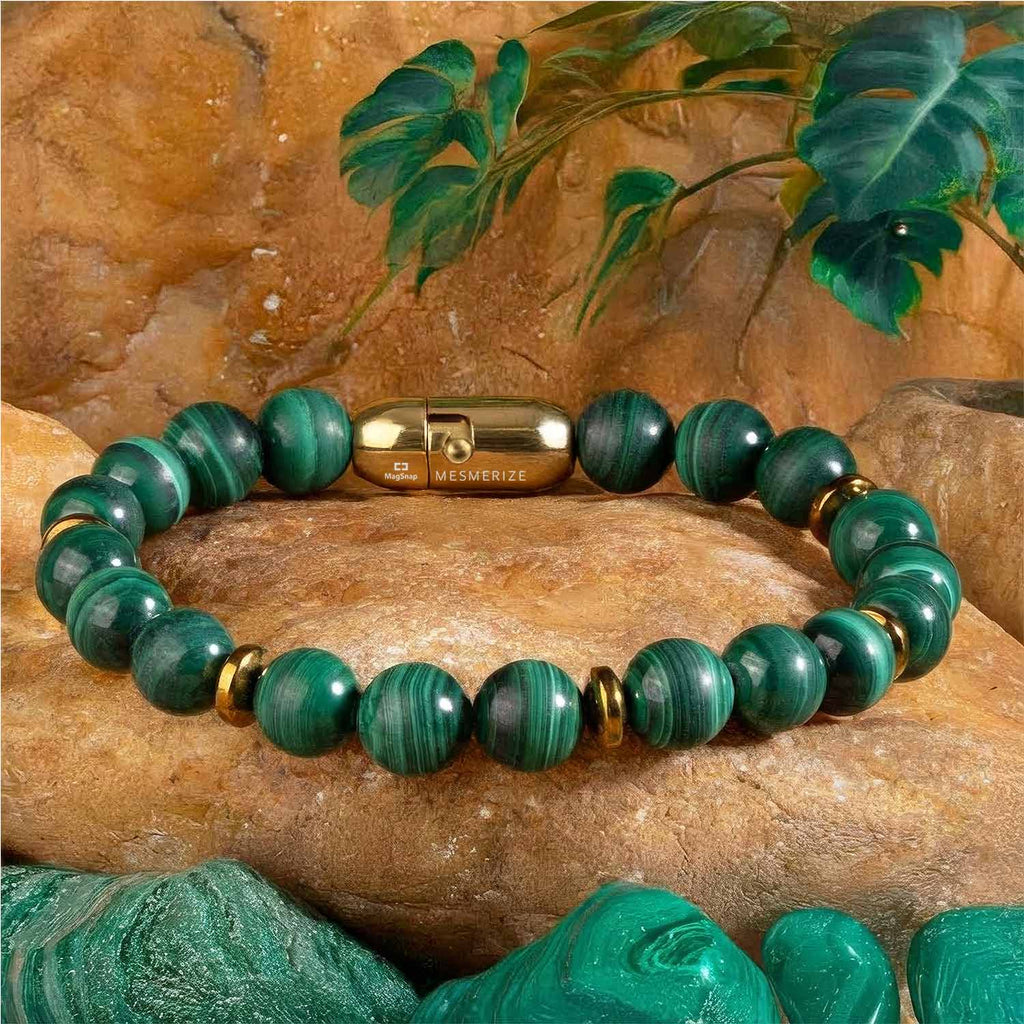 Prosperity Malachite Natural Stone Bracelet with Magsnap