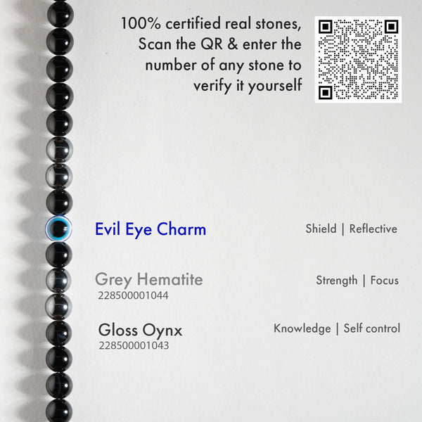 Protective Evil Eye Hematite Natural Stone Bracelet with MagSnap for Women