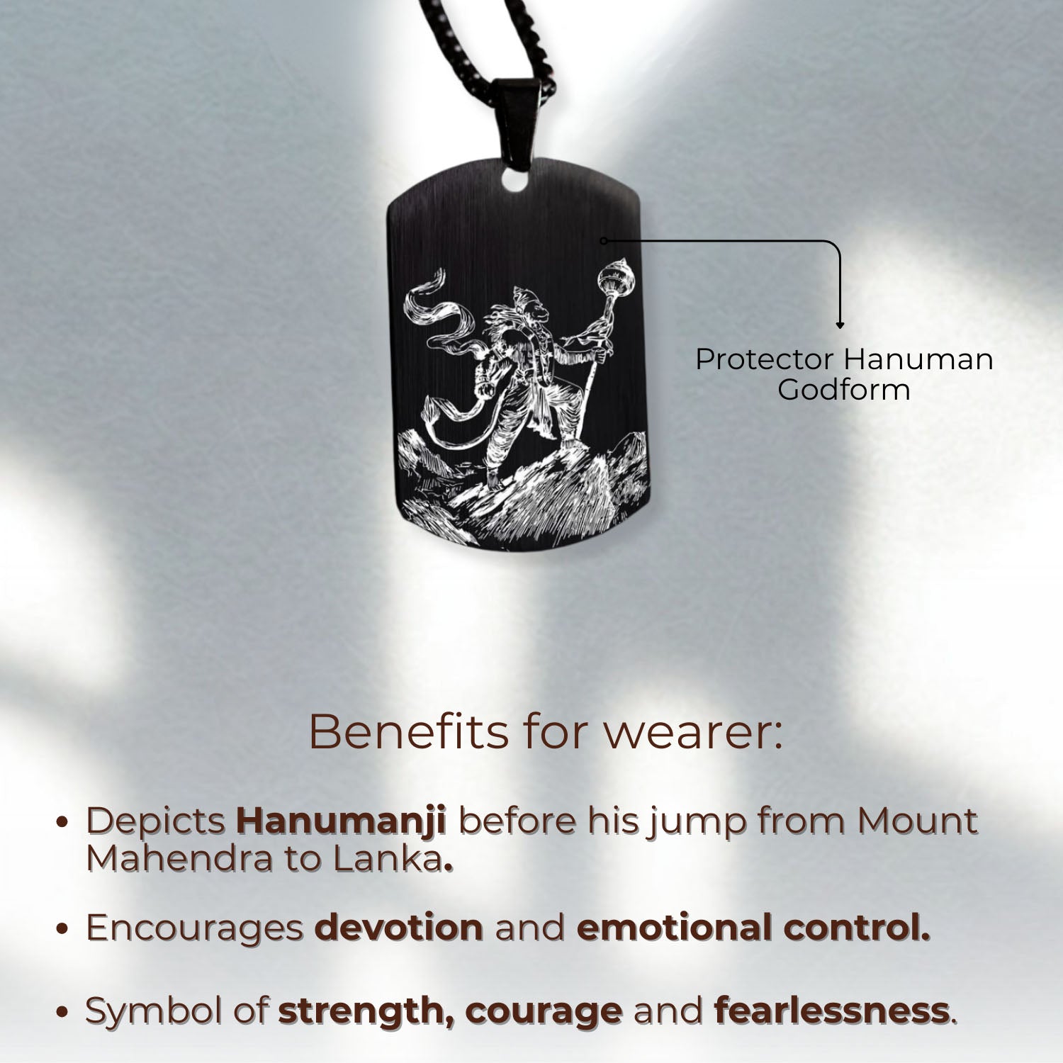Protector Hanuman Godform Gold Tag Necklace