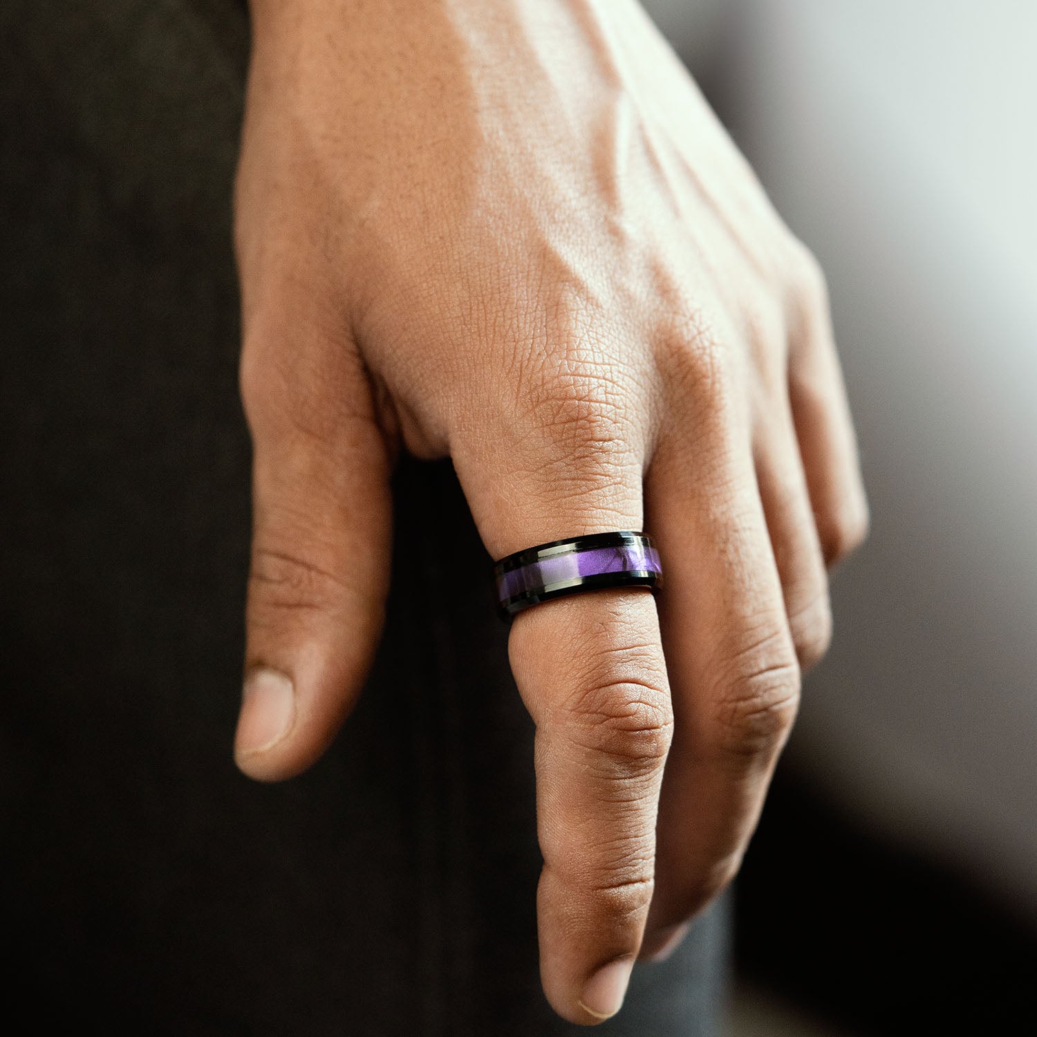 Black Flash Purple Inlay Ring