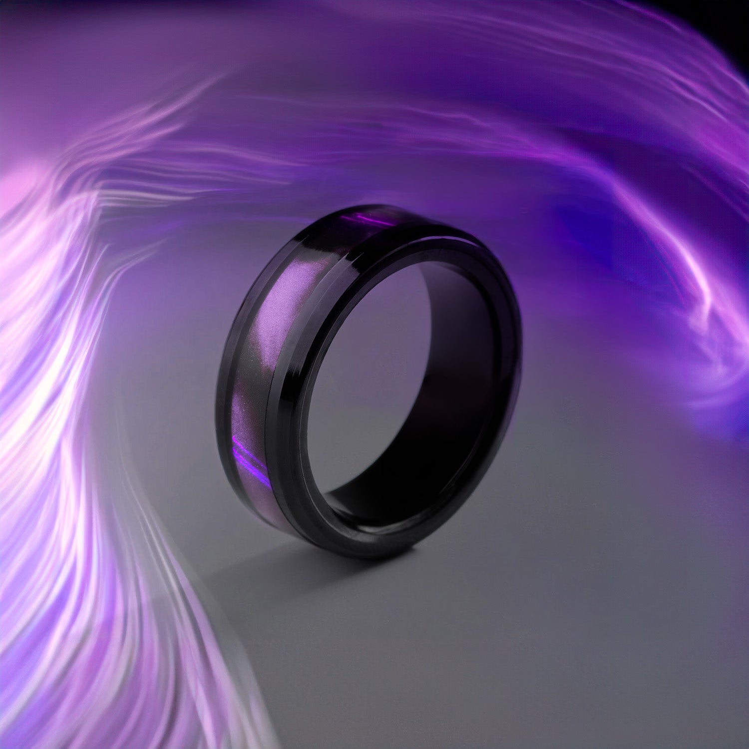 Black Flash Purple Inlay Ring