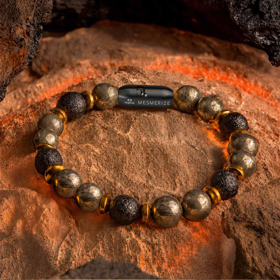 Sacred Growth Pyrite & Saffordite Natural Stone Bracelet With MagSnap