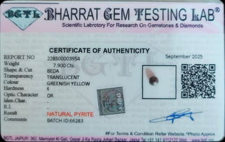 Pyrite lab certificate 8