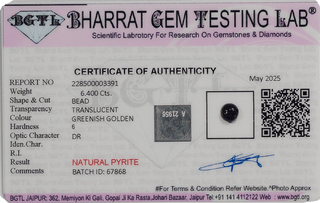 Pyrite lab certificate 3