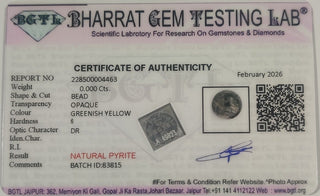 Pyrite lab certificate 9