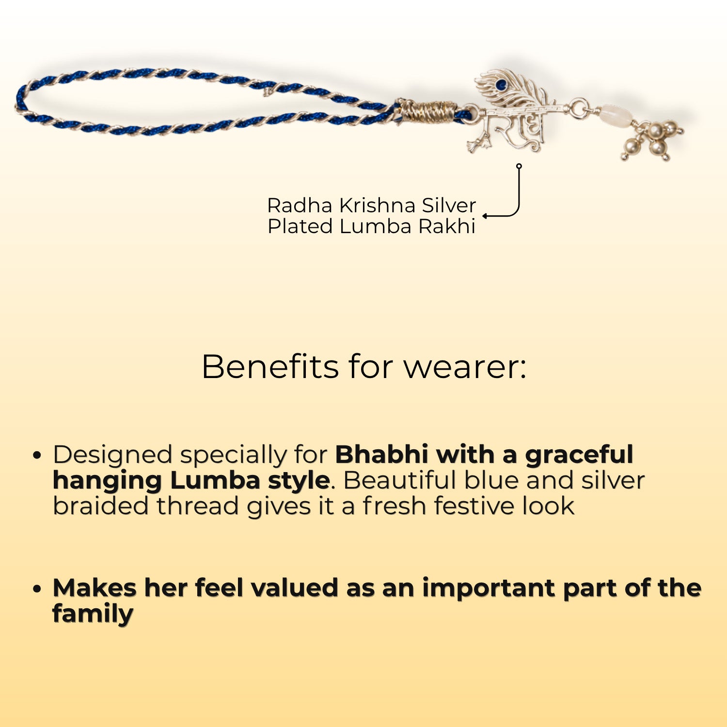 Radha Krishna Silver Plated Lumba Rakhi