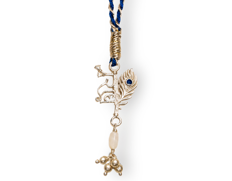 Radha Krishna Pure Silver Plated Lumba Rakhi
