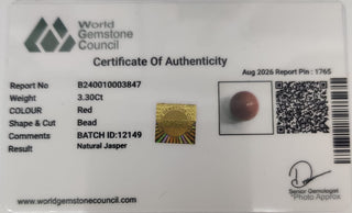 Red Jasper lab certificate 12