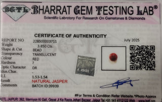 Red Jasper lab certificate 6