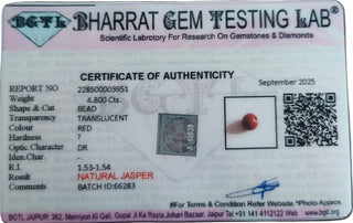 Red Jasper lab certificate 8