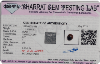 Red Jasper lab certificate 3