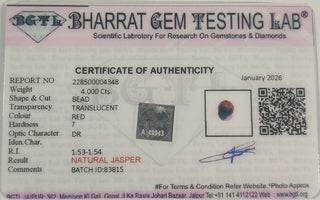 Red Jasper lab certificate 9