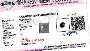 Red Tiger Eye lab certificate 1