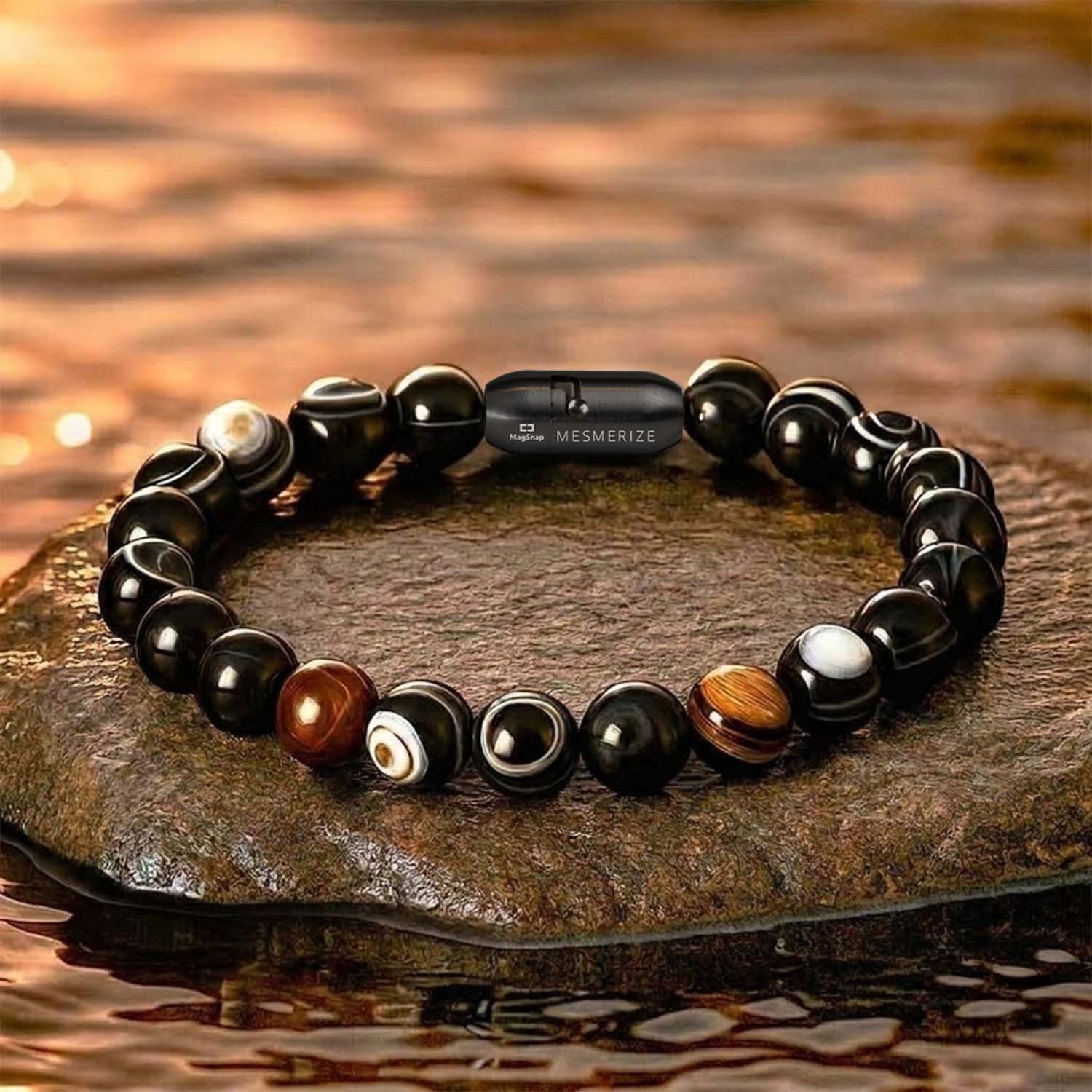 Resonant Sulemani Hakik Natural Stone Bracelet with MagSnap4 by