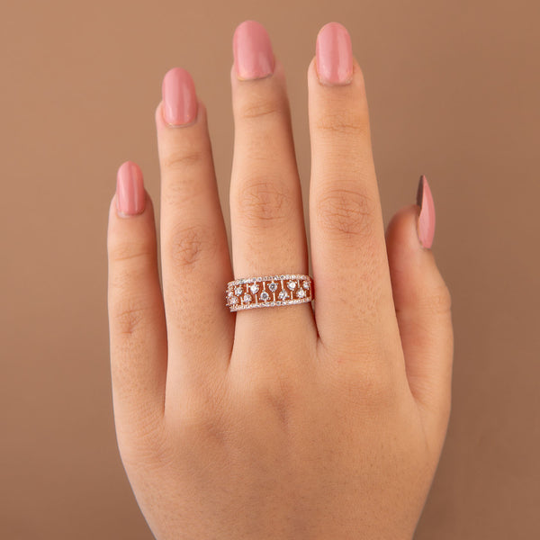 Rose Gold Diamond Adjustable Ring