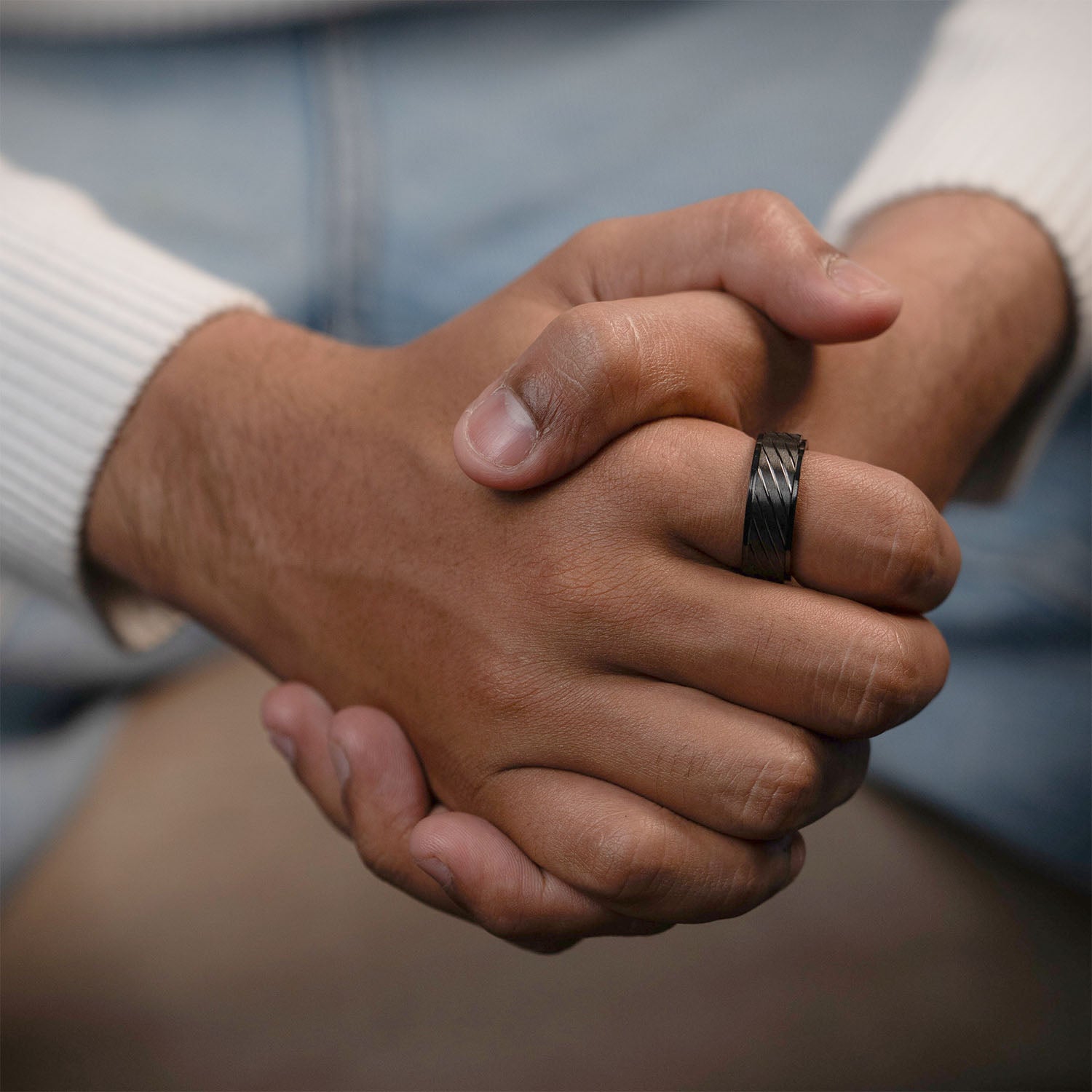 Riven Black Band Ring