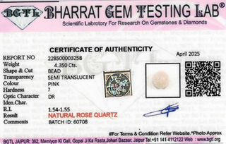 Rose Quartz lab certificate 2