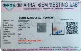 Rose Quartz lab certificate 8