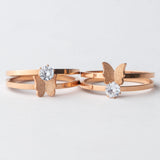 Rose Gold Crystal Butterfly Rings