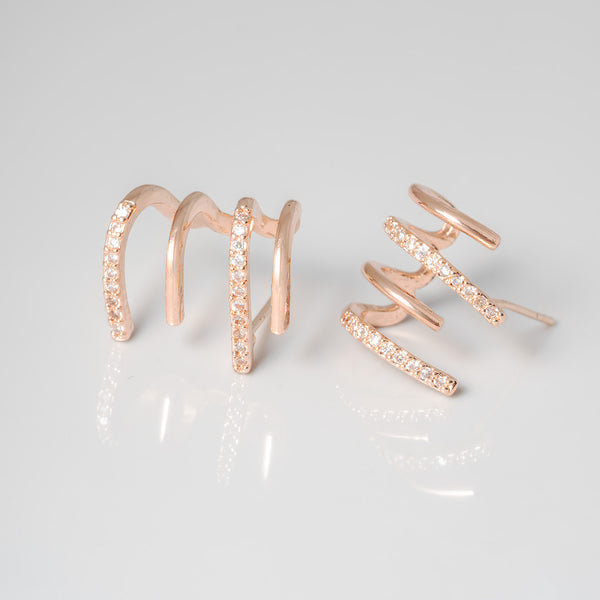 Rose gold cuff earrings