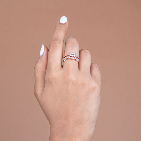 Rose Gold Diamond Crystal Adjustable Ring