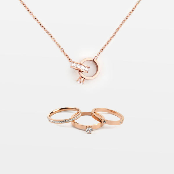 Rose Gold Diamond Promise Combo (Necklace + Ring Size 7)