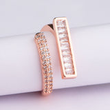 Rose Gold White Crystal Diamond Adjustable Ring
