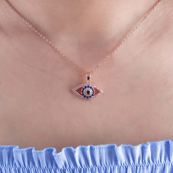 ROSE GOLD EVIL EYE DIAMOND NECKLACE