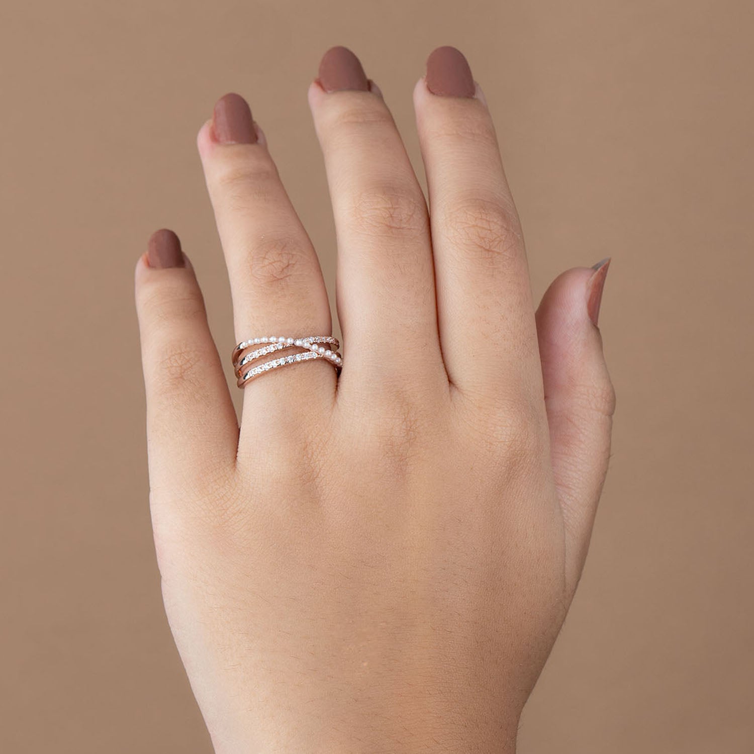 Rose Gold Infinity Pearl Adjustable Ring