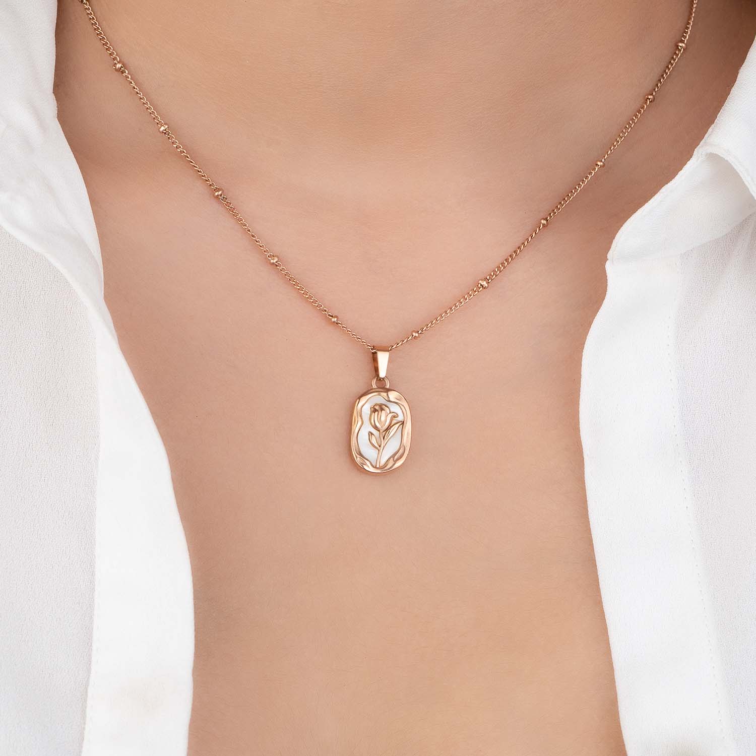 W Premium Jewellery Rose Gold MOP Belle Rose Necklace