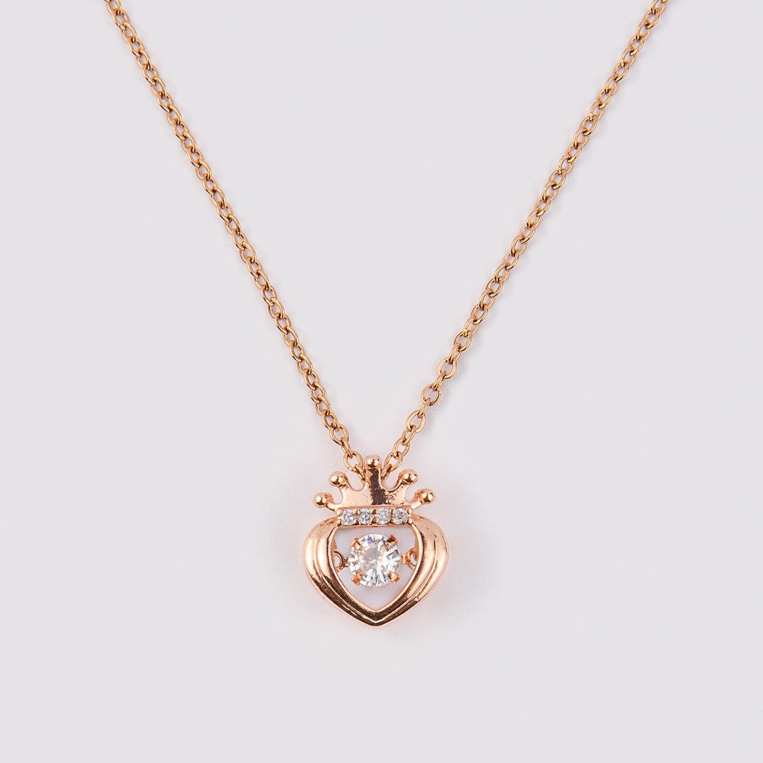 W Premium Jewellery Rose Gold Princess Dancing Diamond Necklace