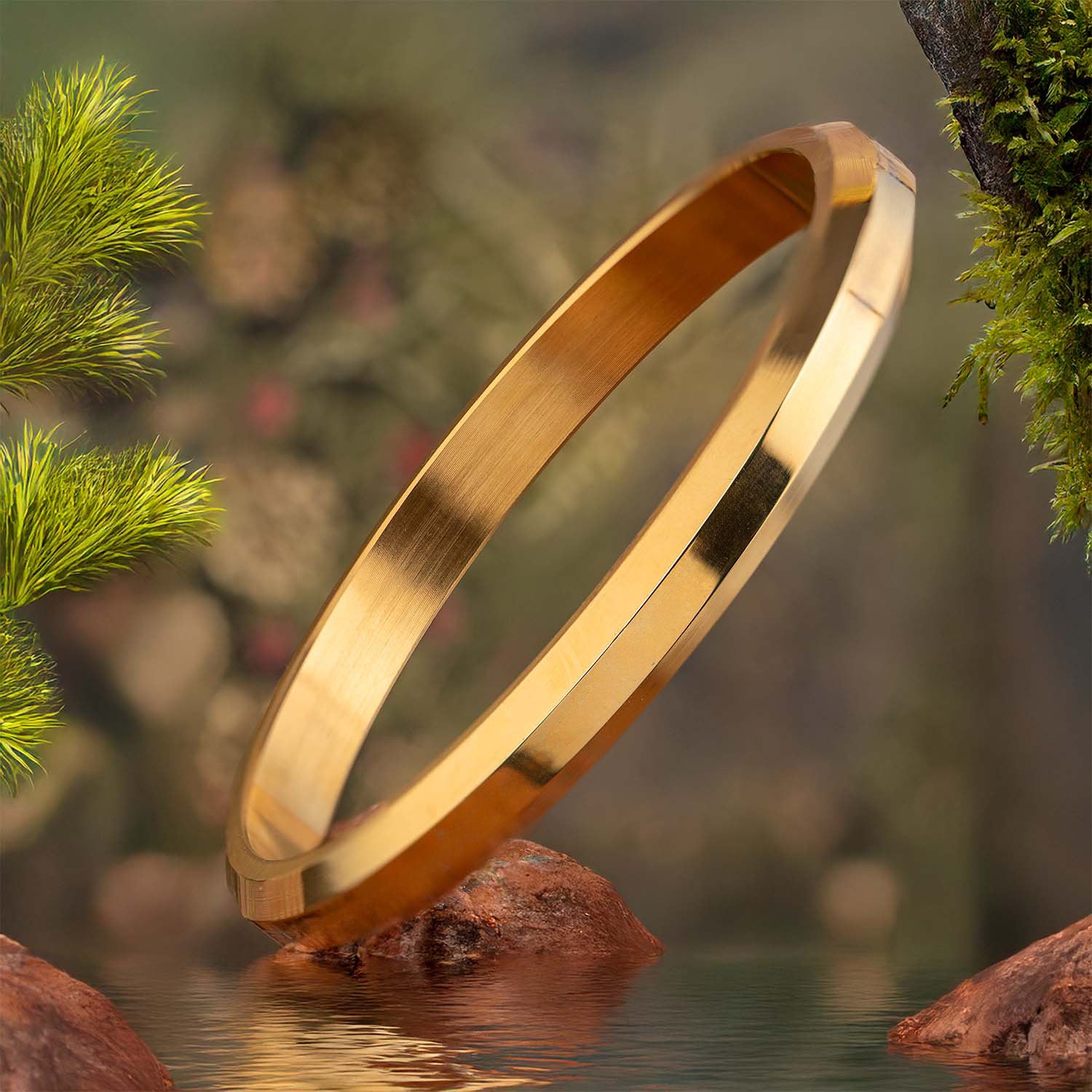 Round Flat Punjabi Kada Gold / M
