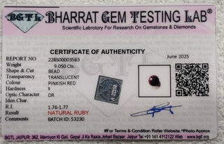 Ruby Stone lab certificate 3