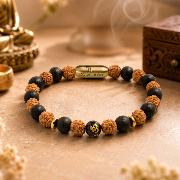 Rudraksh Karungali Om Natural Stone Bracelet with MagSnap 4