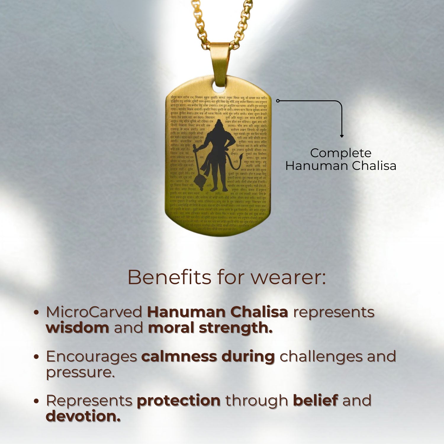 Sacred Hanuman Chalisa Tag Necklace Gold