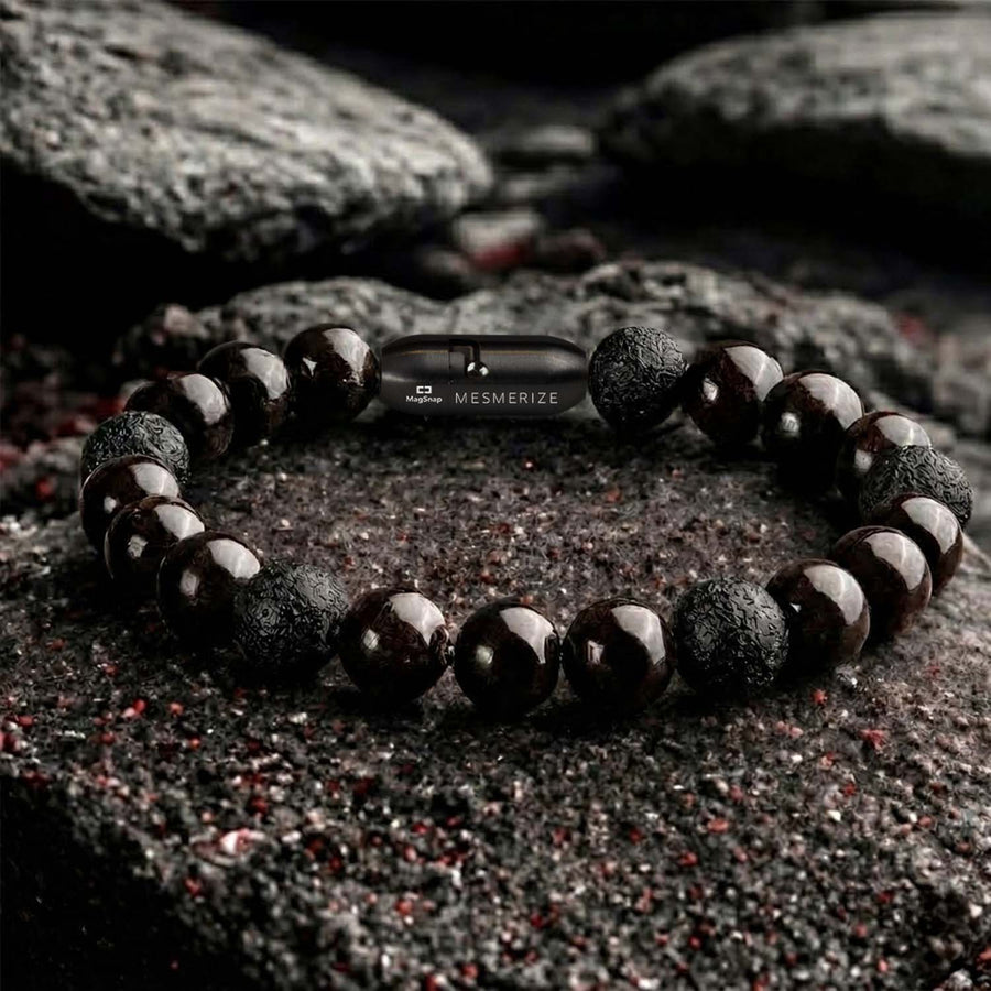 Sacred Saffordite & Garnet Natural Stone Bracelet With MagSnap