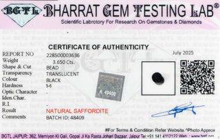Saffordite lab certificate 4