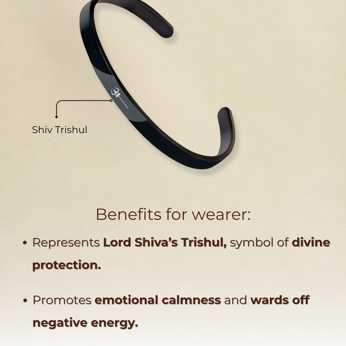 Shiv Trishul Gloss Cuff Adjustable Bracelet from Mesmerize India