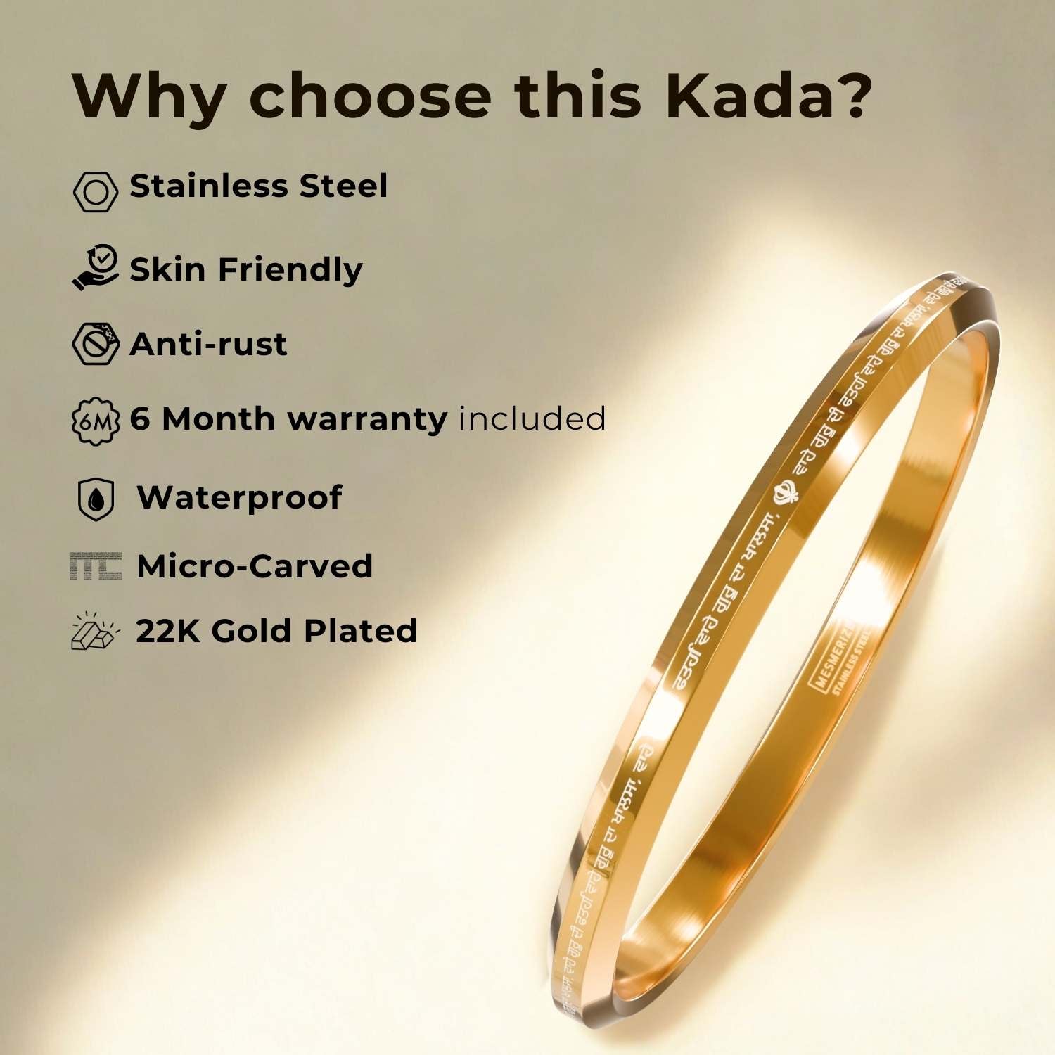 Round Flat Ik Onkar Satnam Mantra Kada Silver