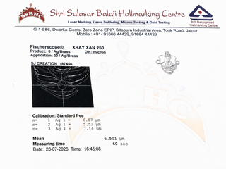 Silver Plated Ganesha Charm lab certificate 1
