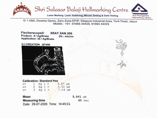 Silver Plated Trishul Charm lab certificate 1