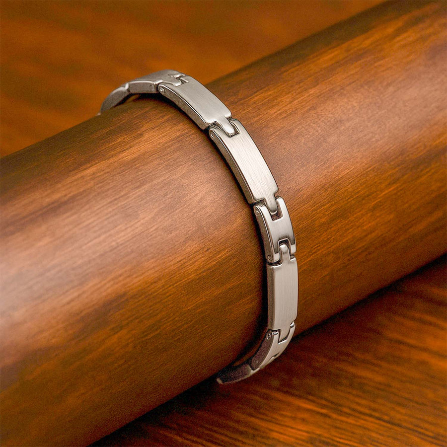 Silver Dual Finish Steel Link Bracelet