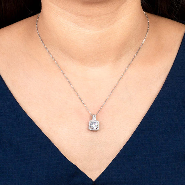 Silver Radiant Diamond Necklace