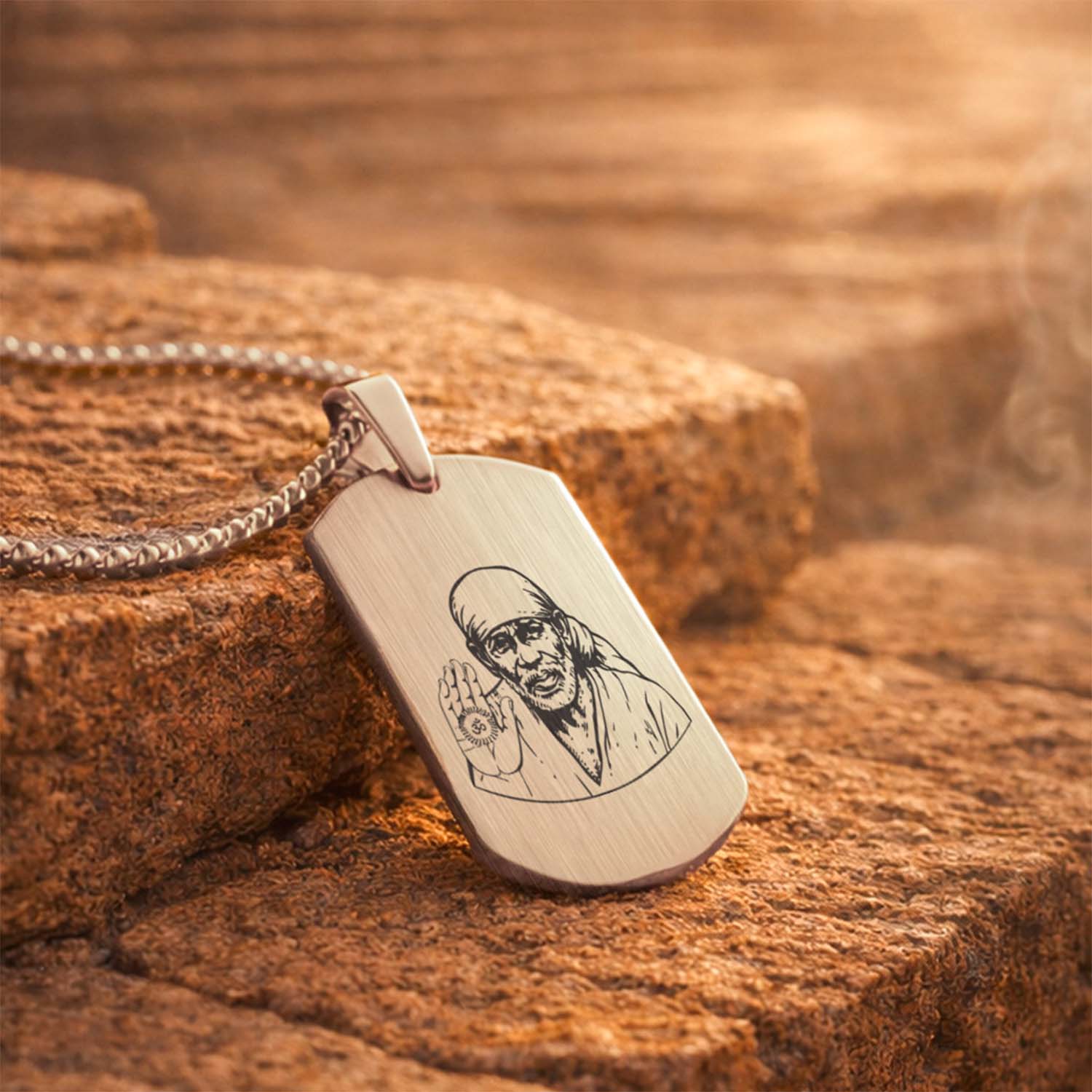 Sai Baba Tag Necklace Silver