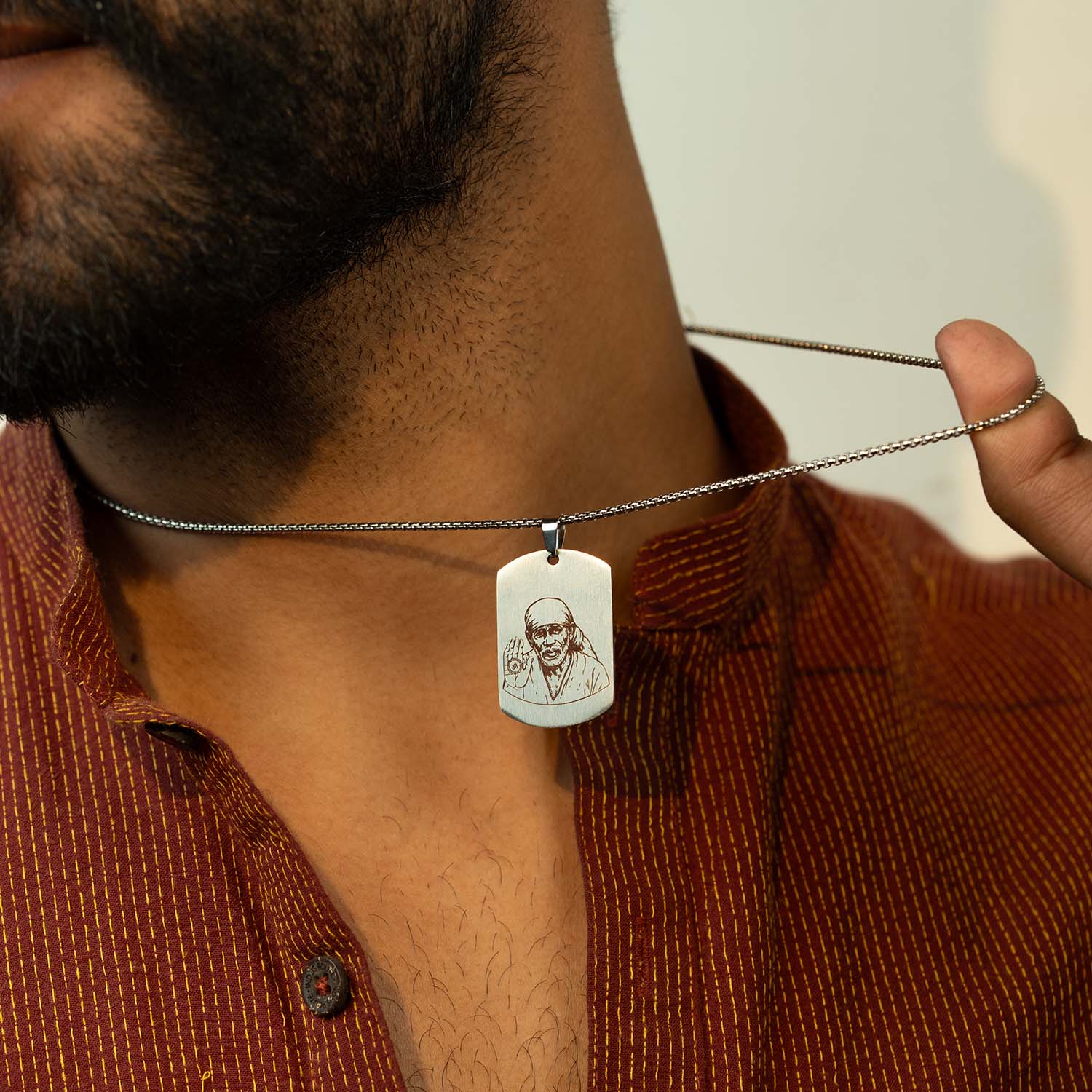 Sai Baba Tag Necklace Silver