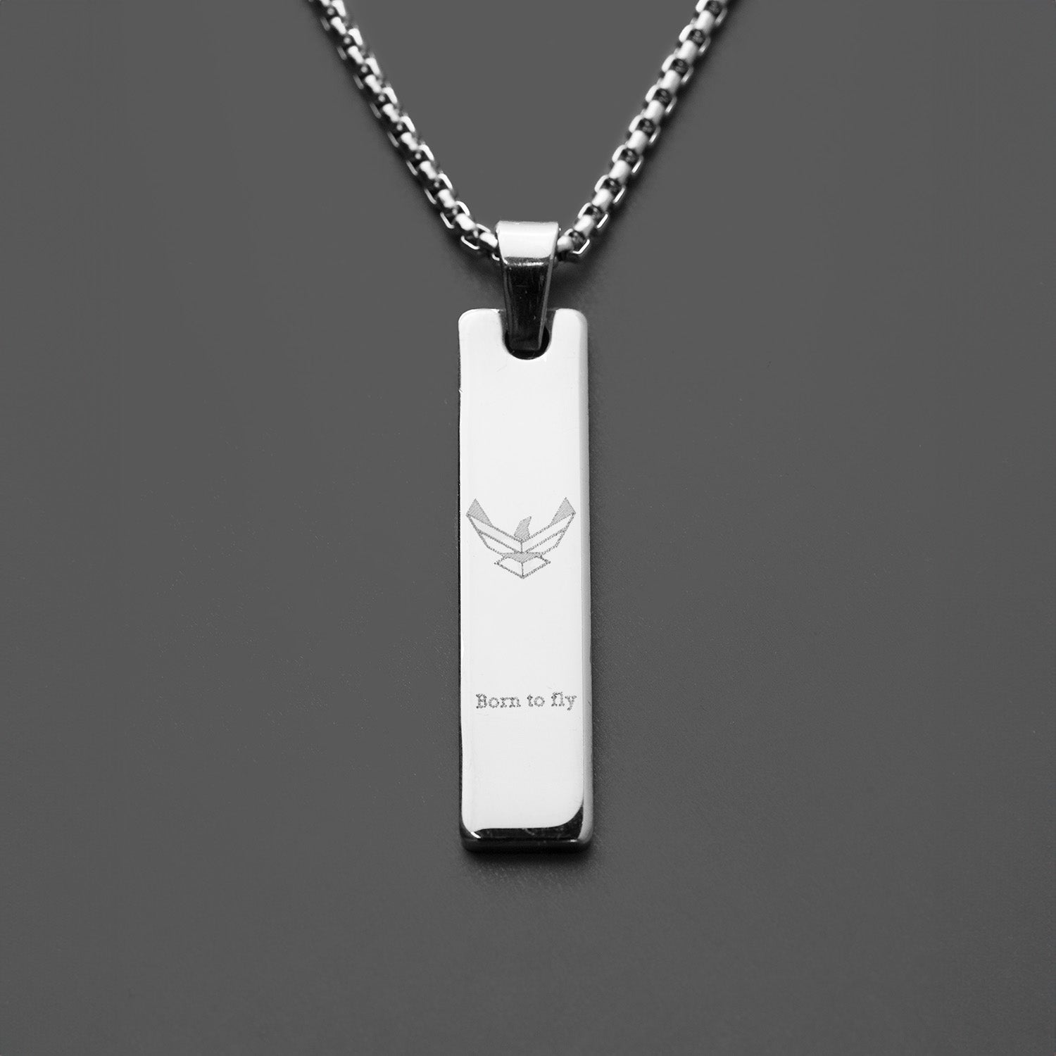 Silver Airforce Combat Mini Bar Necklace