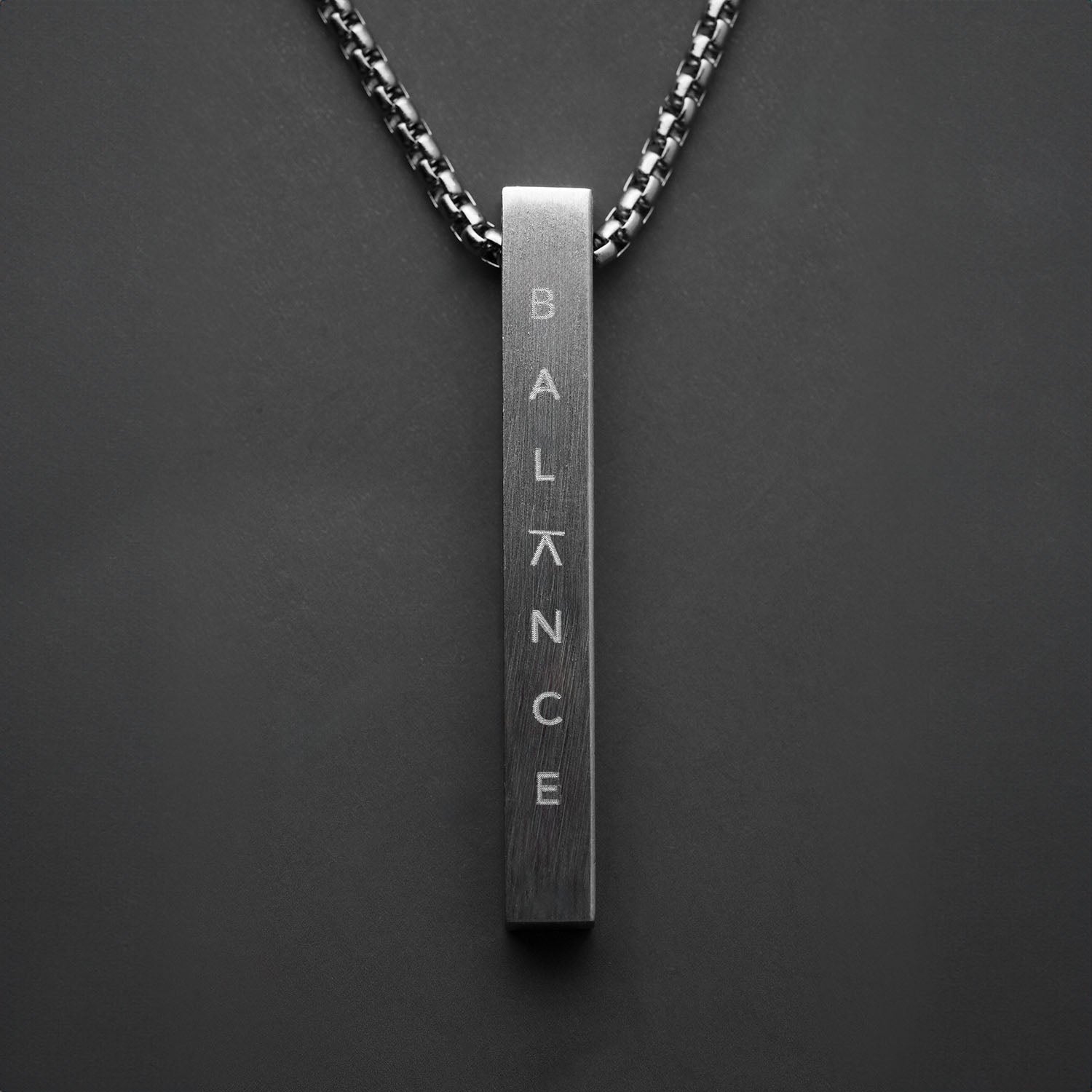Silver Balance Motivational Bar Necklace