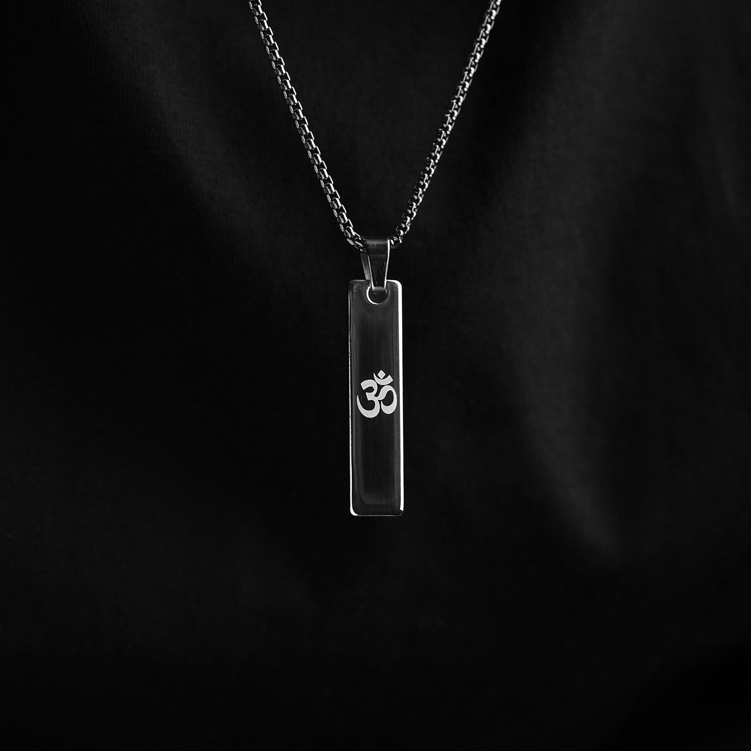 Silver Om Spiritual Mini Bar Necklace