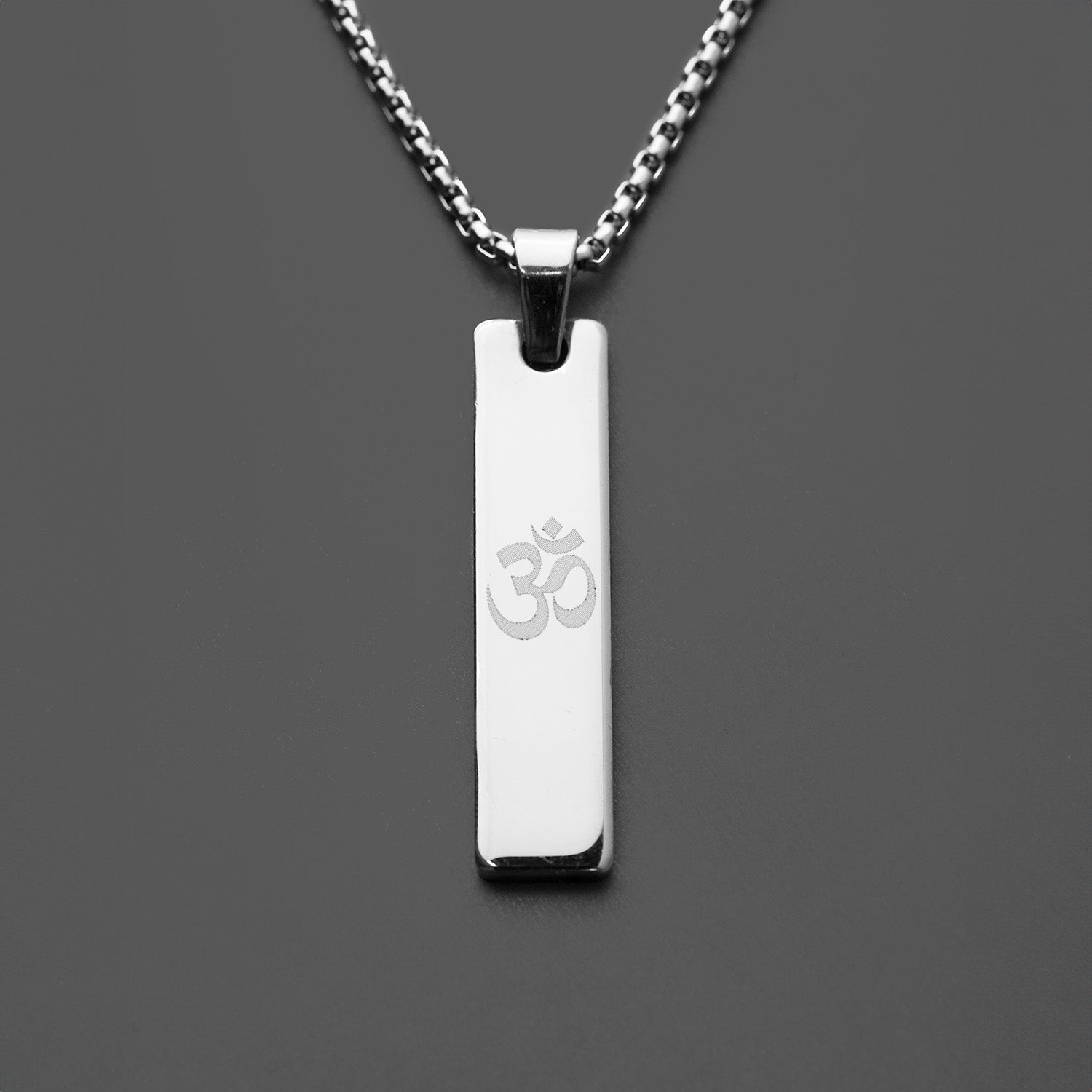 Silver Om Spiritual Mini Bar Necklace