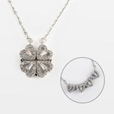 Silver Magnetic Clover Heart Necklace